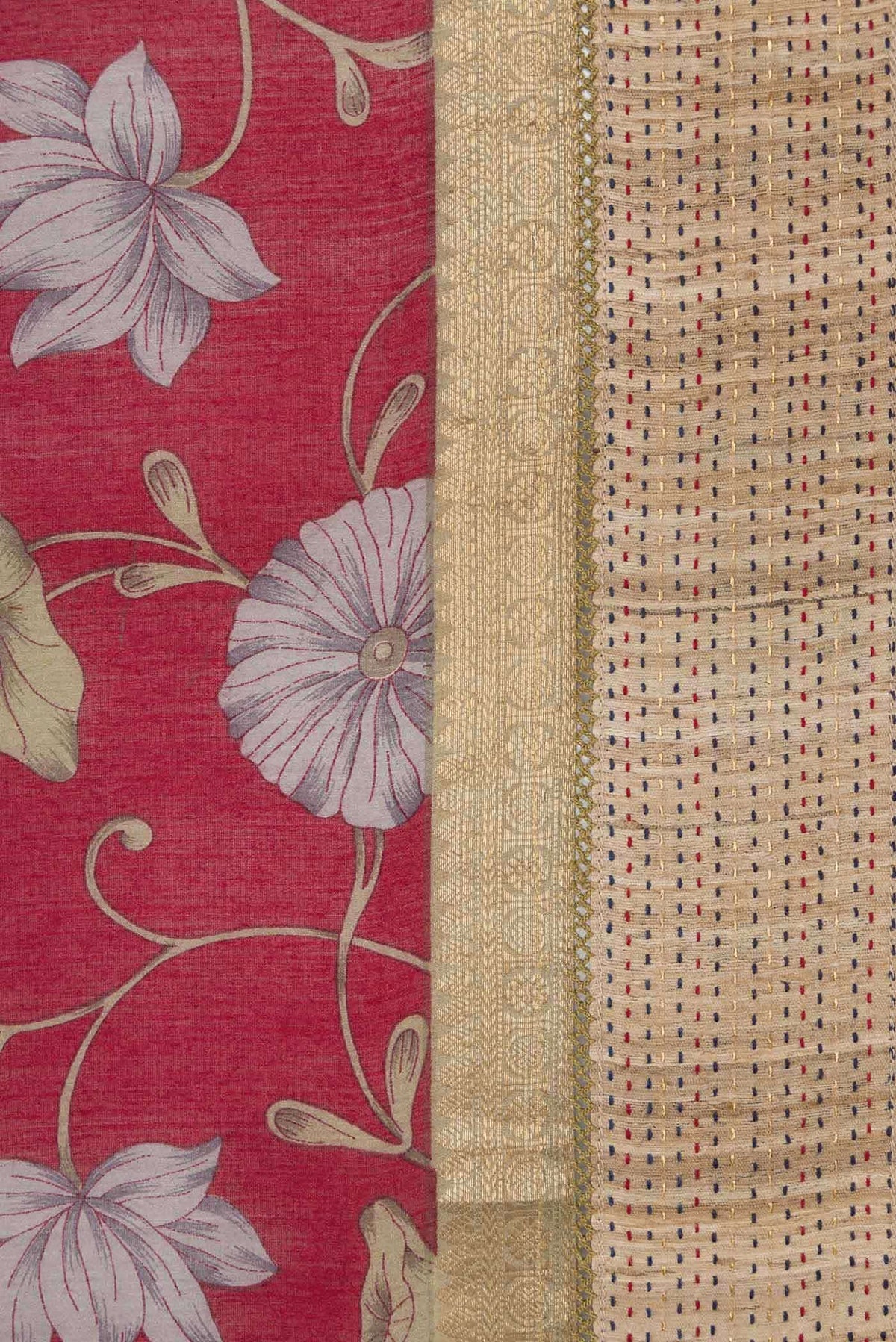 Maroon Tussar Silk Saree