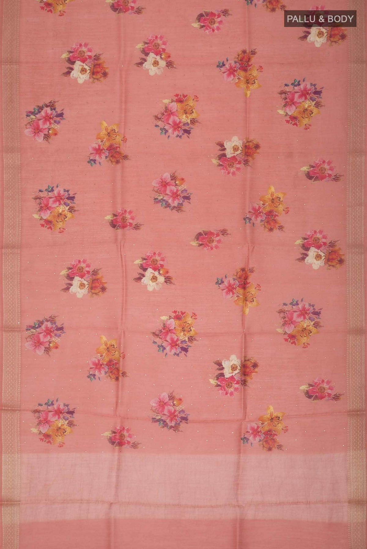 Peach Bhagalpuri Tussar Silk Saree