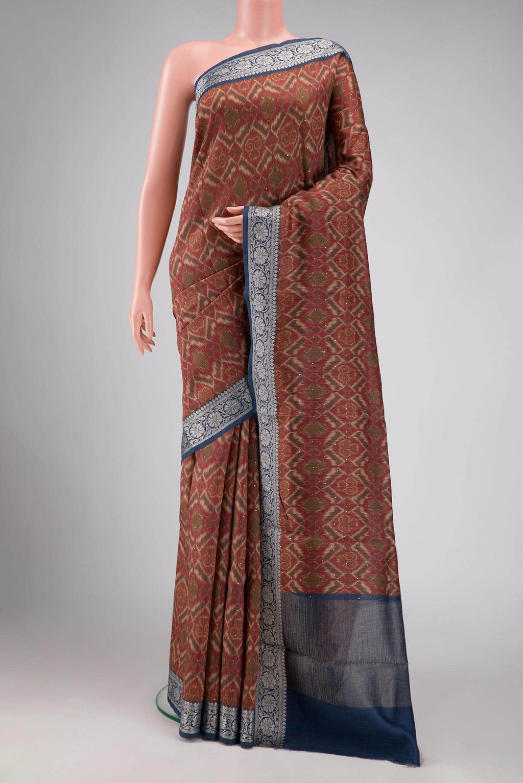 Brown Tussar Silk Saree
