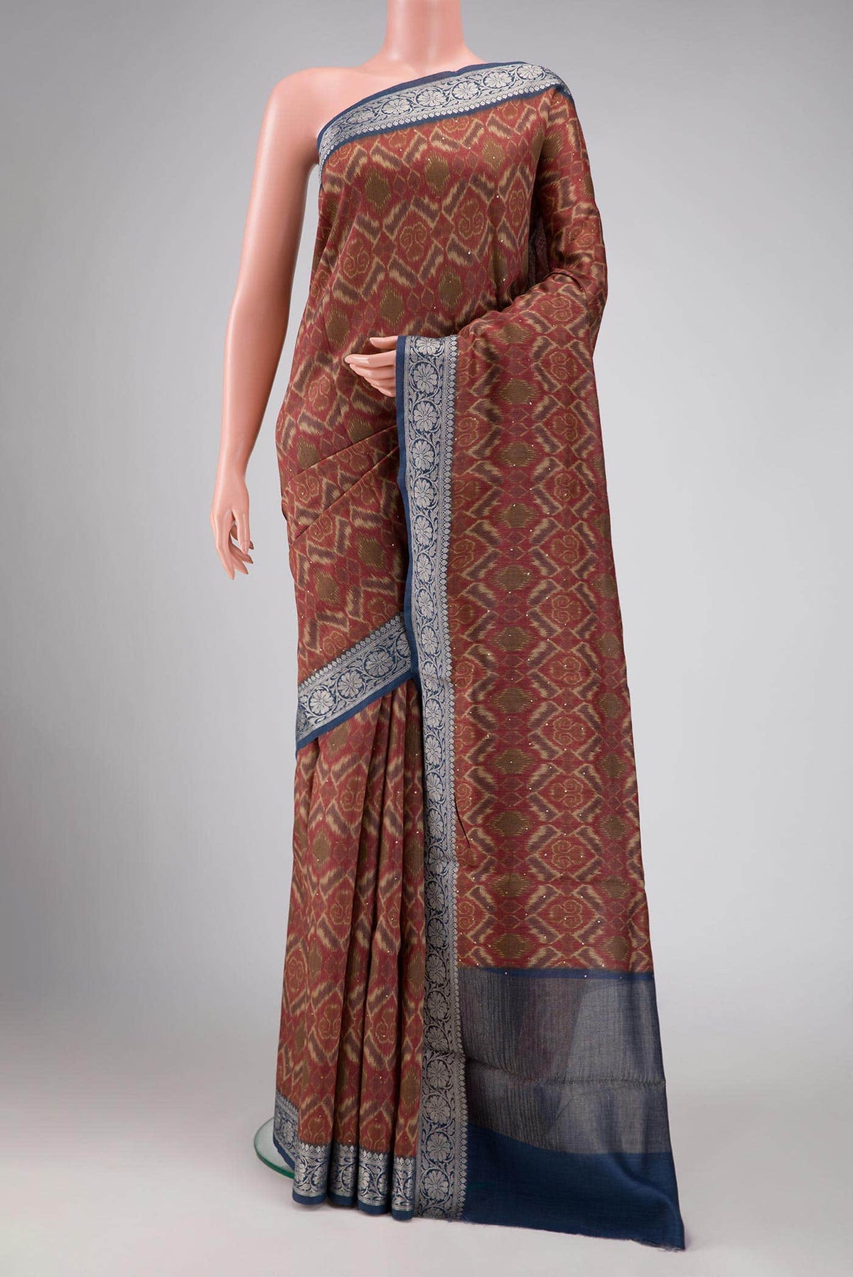 Brown Tussar Silk Saree