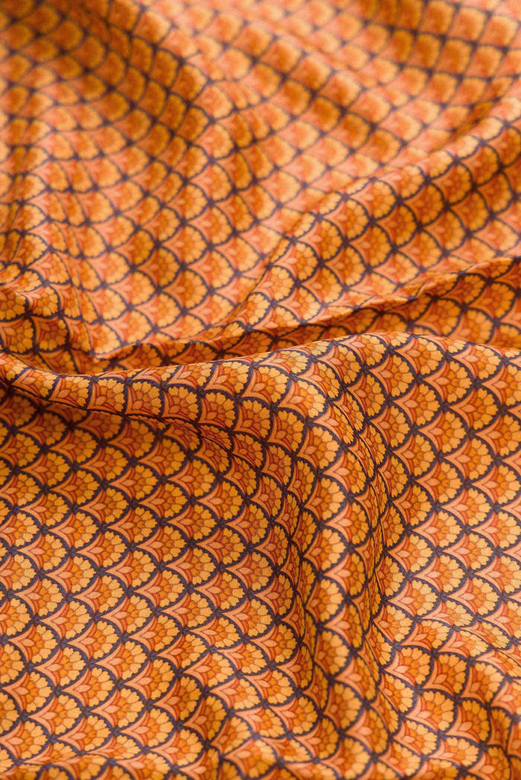 Orange Printed Silk Saree
