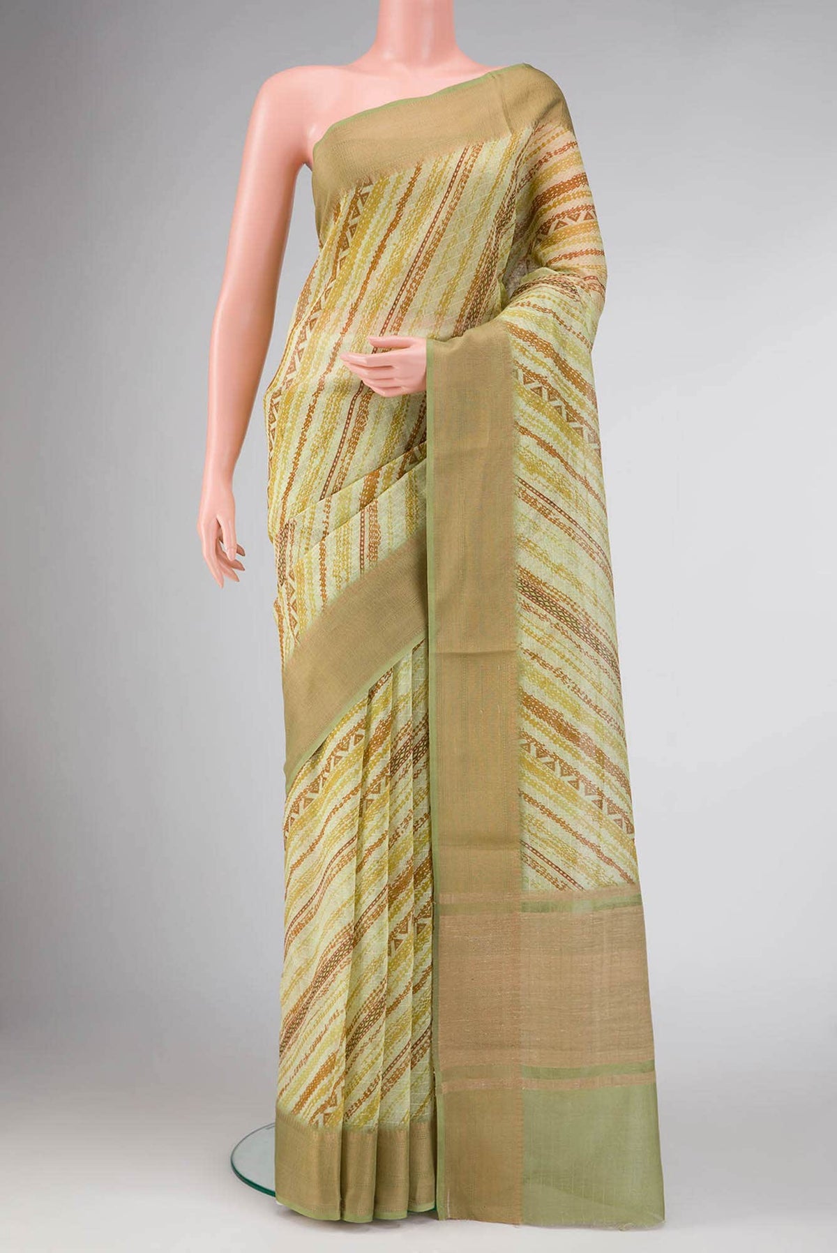 Pista Green Dual Tone Blended Chanderi Silk Saree