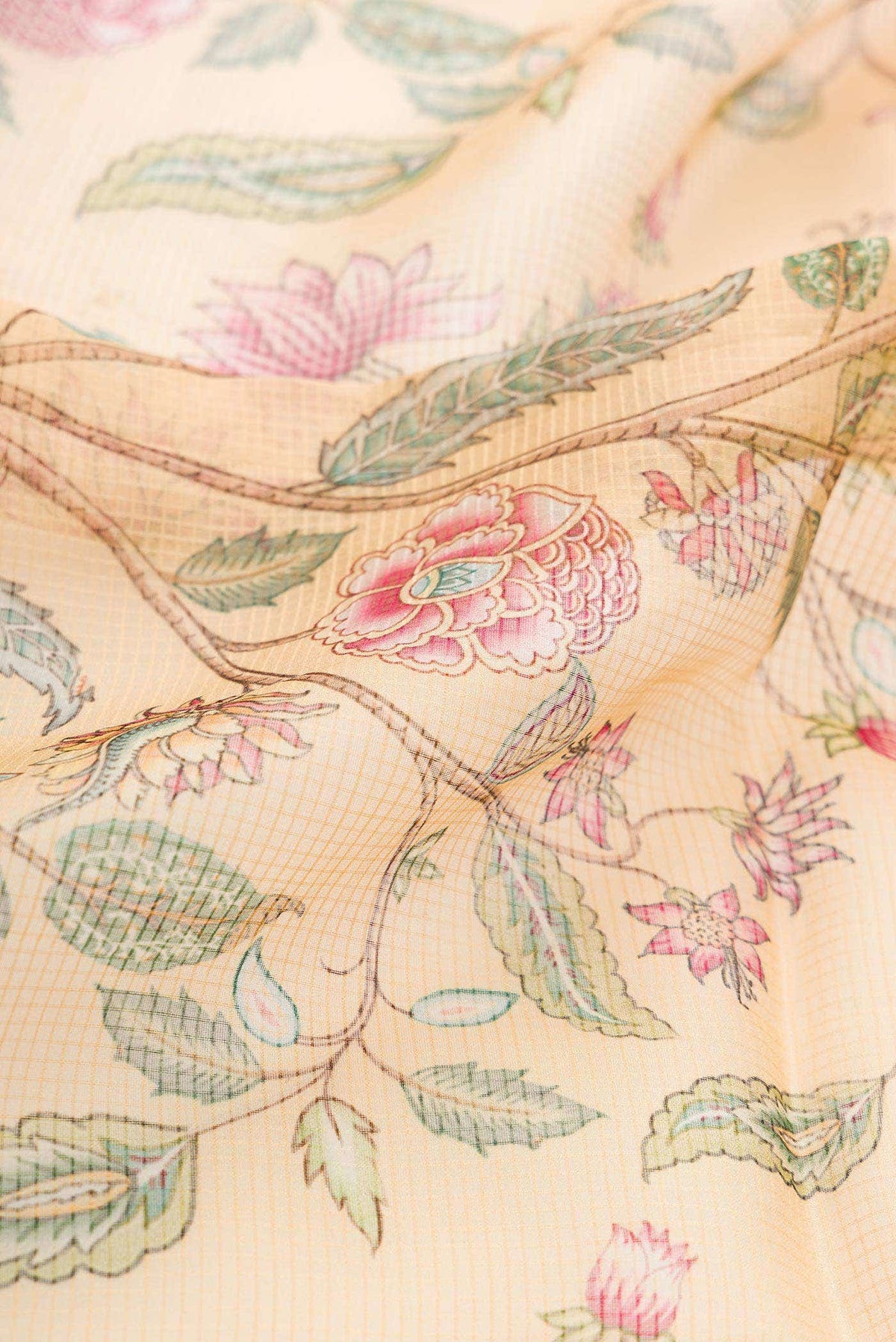 Golden Peach Organza Silk Saree