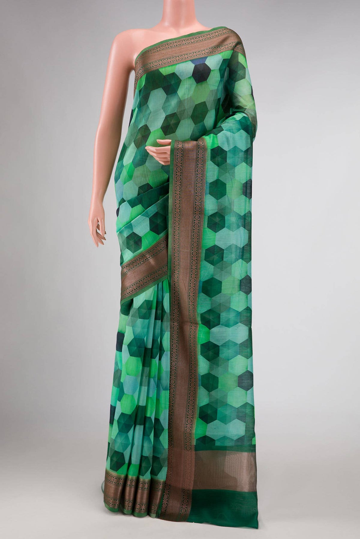 Green Chanderi Silk Saree