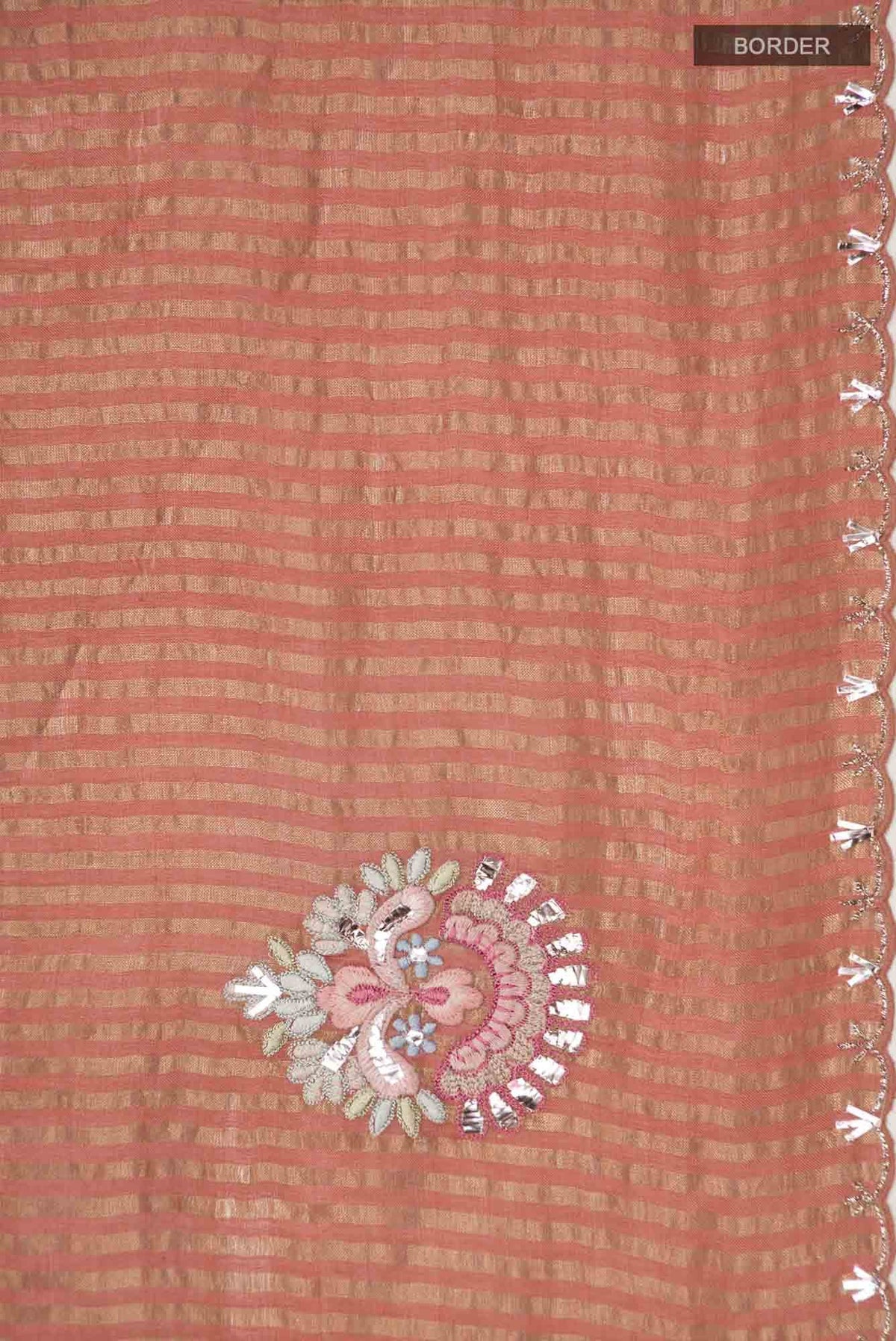 Peach Bhagalpuri Tussar Silk Saree