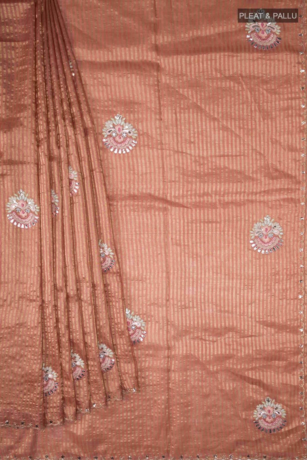 Peach Bhagalpuri Tussar Silk Saree