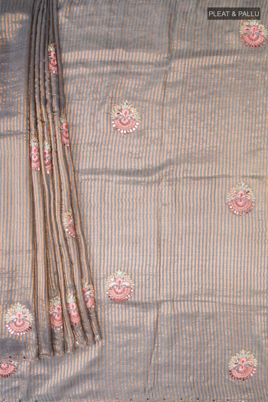 Grey Bhagalpuri Tussar Silk Saree