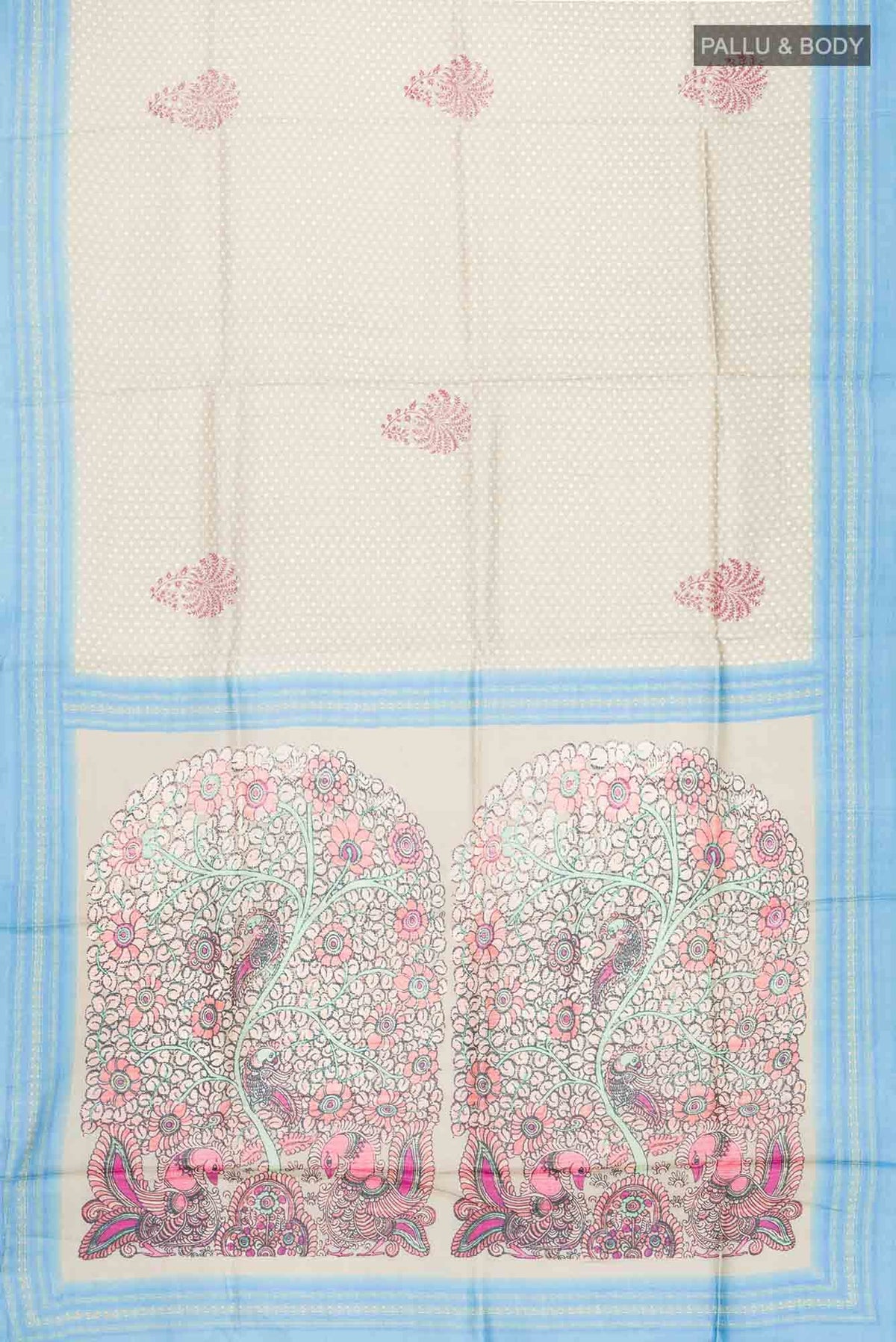 Beige Tussar Silk Saree