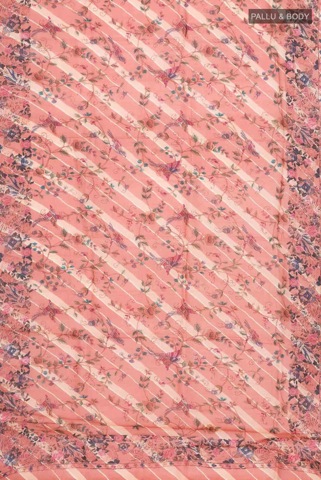 Coral Bhagalpuri Tussar Silk Saree
