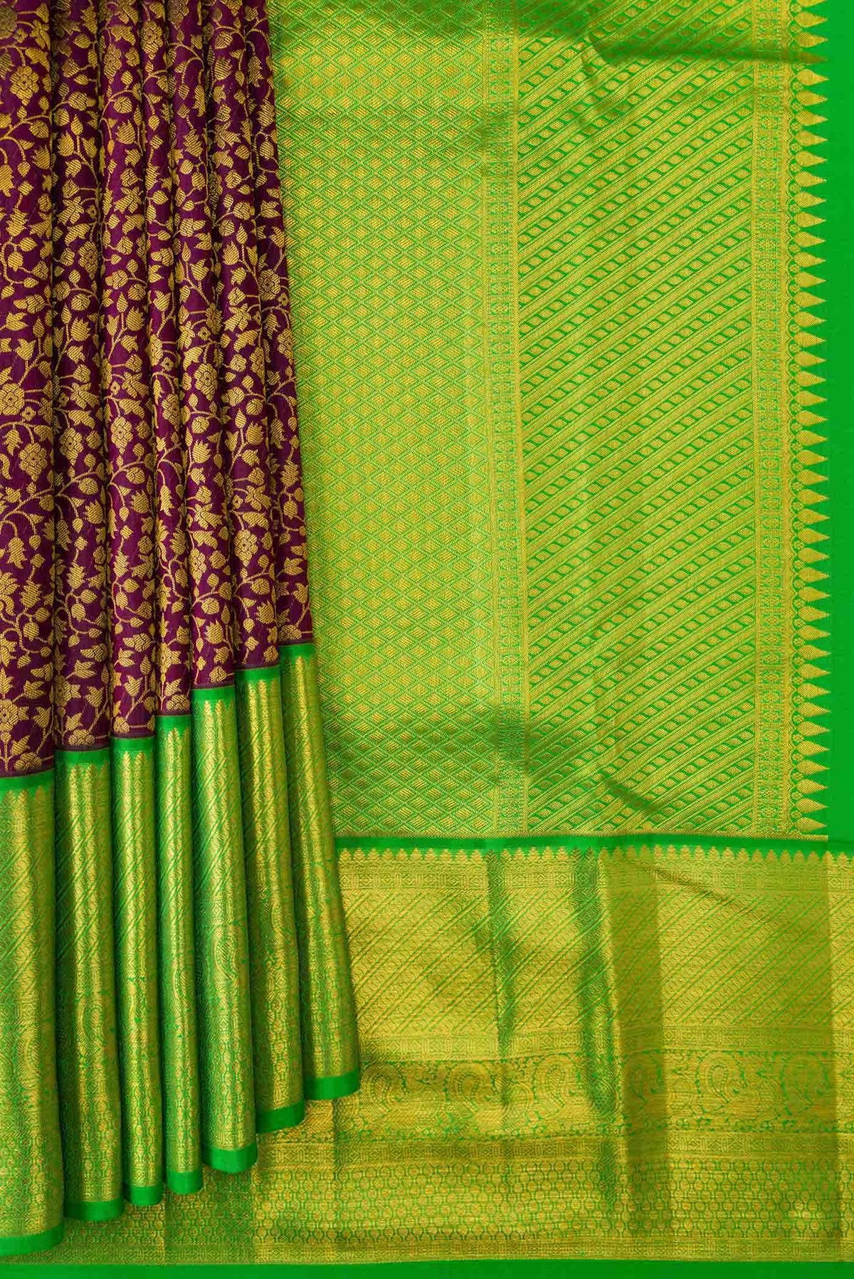 Magenta Dual Tone Kanchipuram Silk Saree