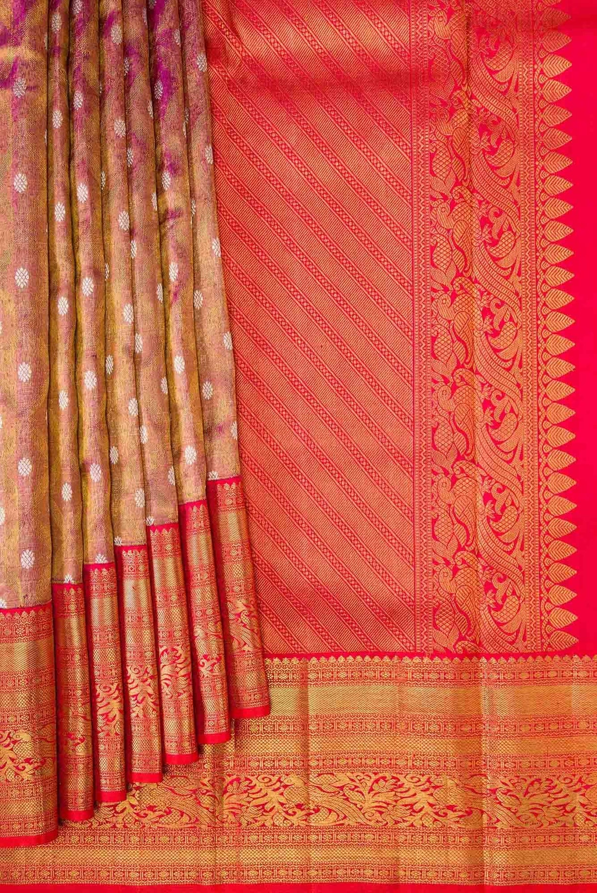 Purple Dual Tone Kanchipuram Tissue Silk Saree