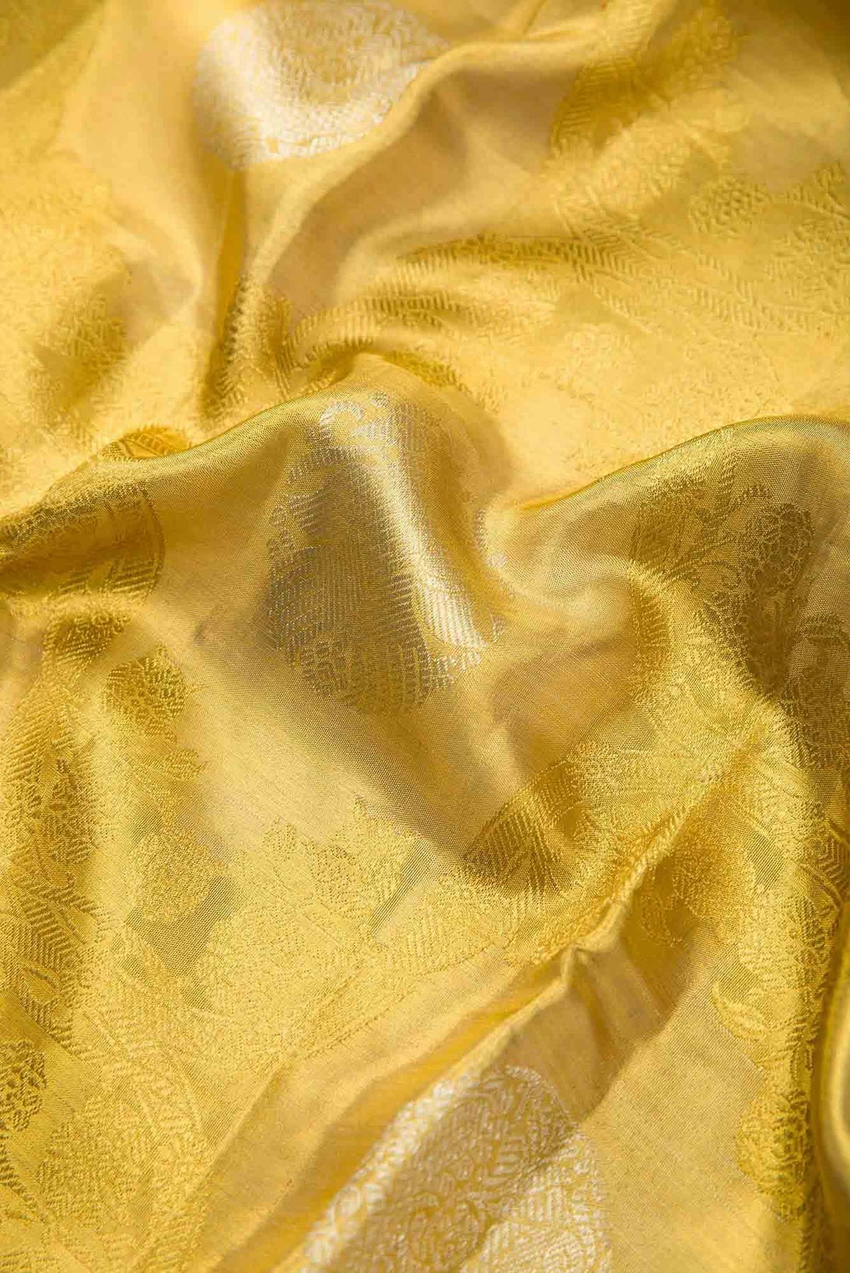 Pure Silk Pure Zari Gold Dual Tone Kanjivaram Tissue Saree