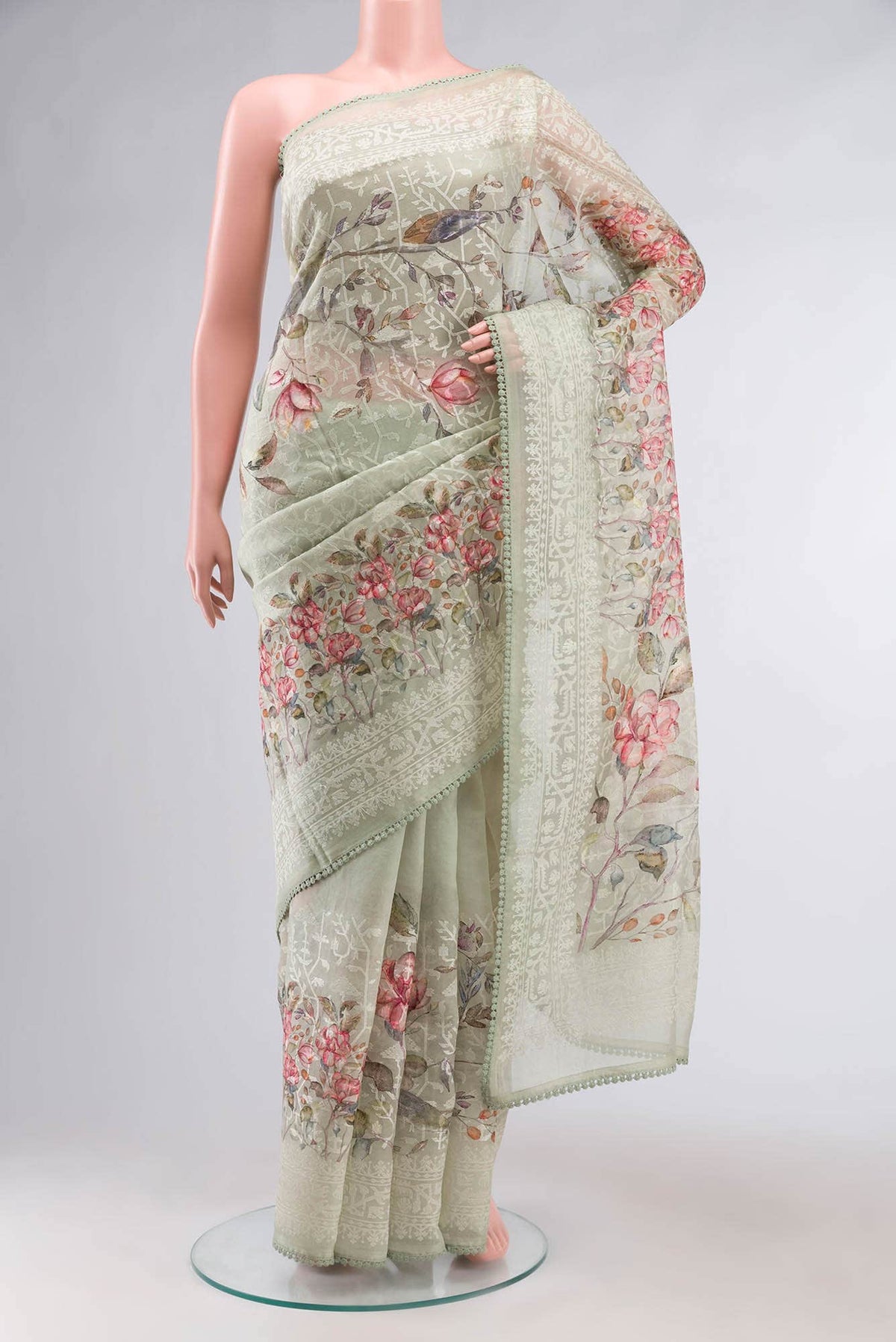 Green Organza Silk Saree