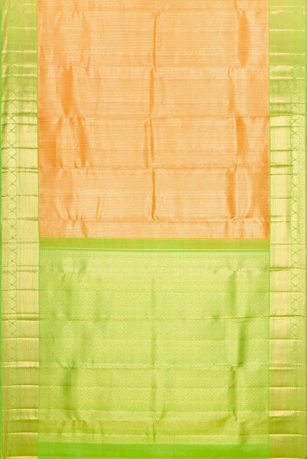 Golden Peach Dual Tone Kanchipuram Tissue Silk Saree