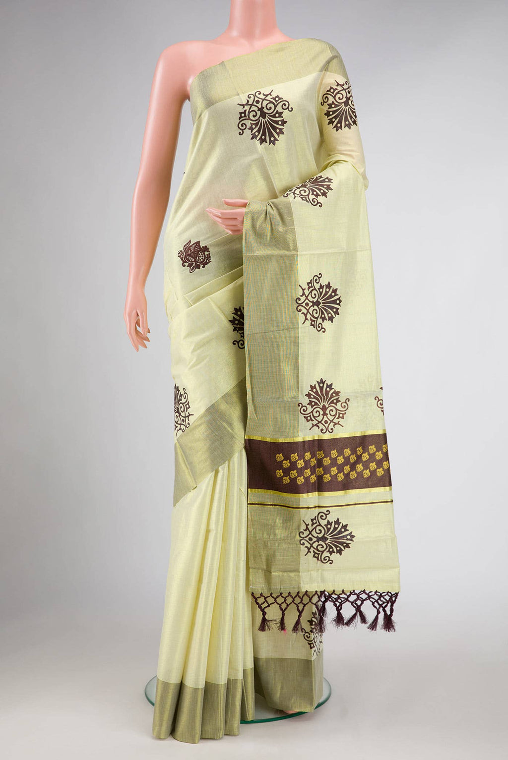 Gold Dual Tone Kerala Cotton Saree