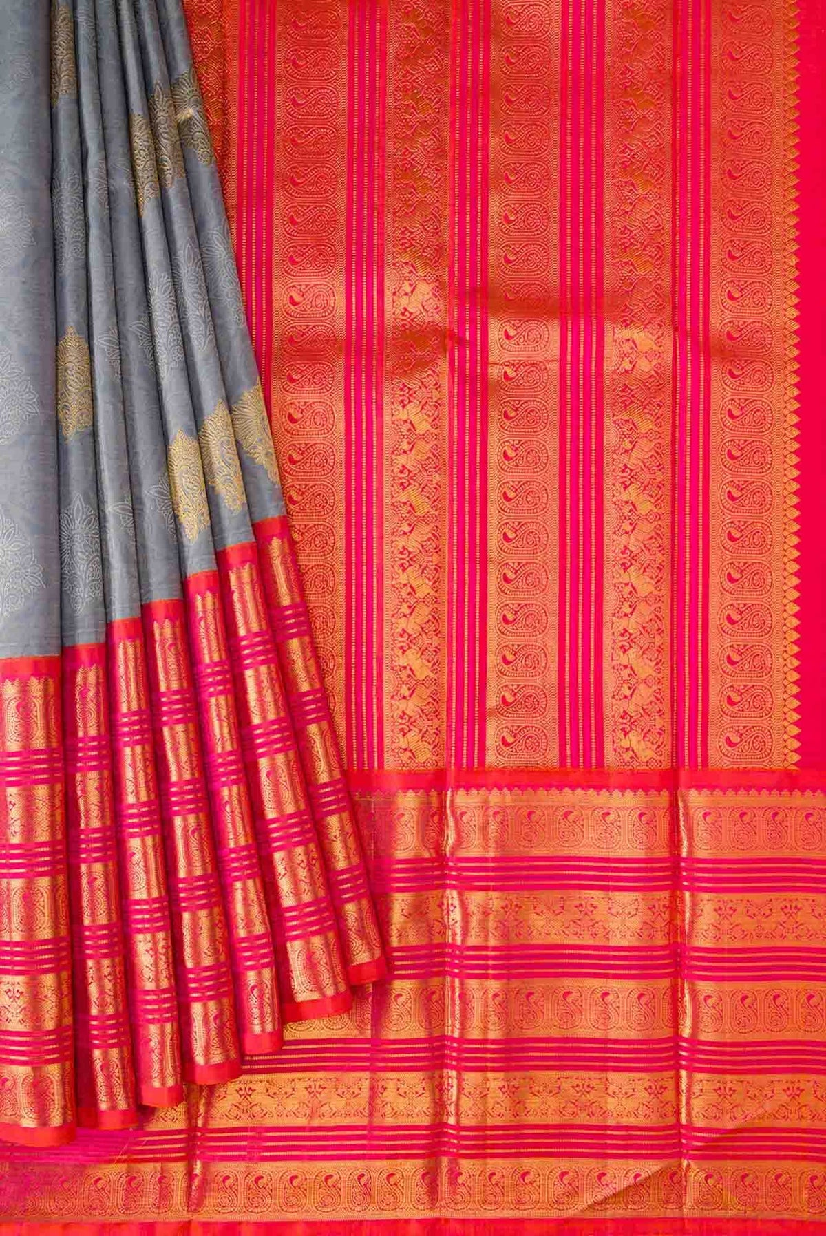 Grey Dual Tone Kanchipuram Silk Saree