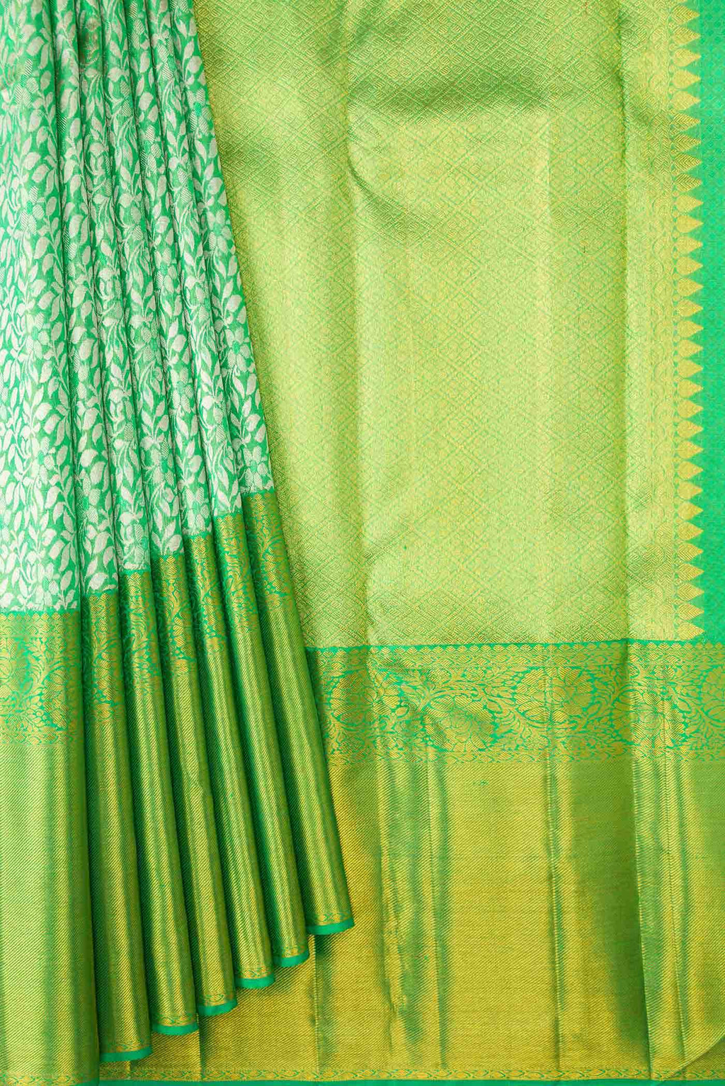 Green Dual Tone Kanchipuram Tissue Silk Saree