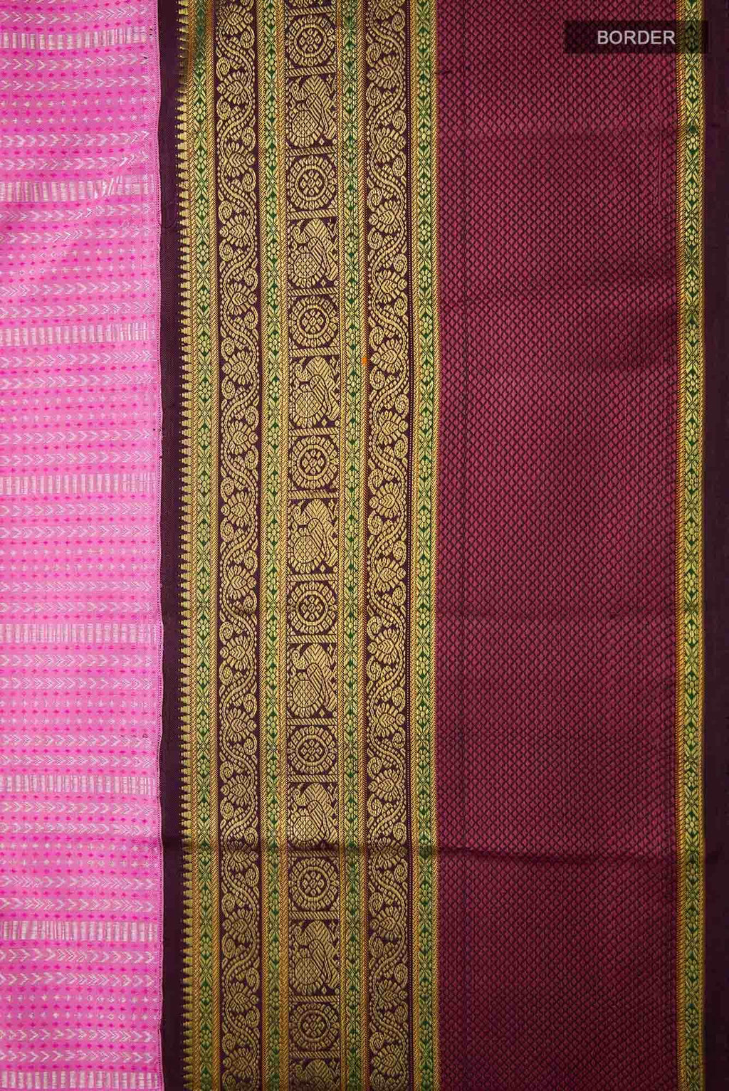 Pure Silk Pure Zari Pink Dual Tone Kanchipuram Saree