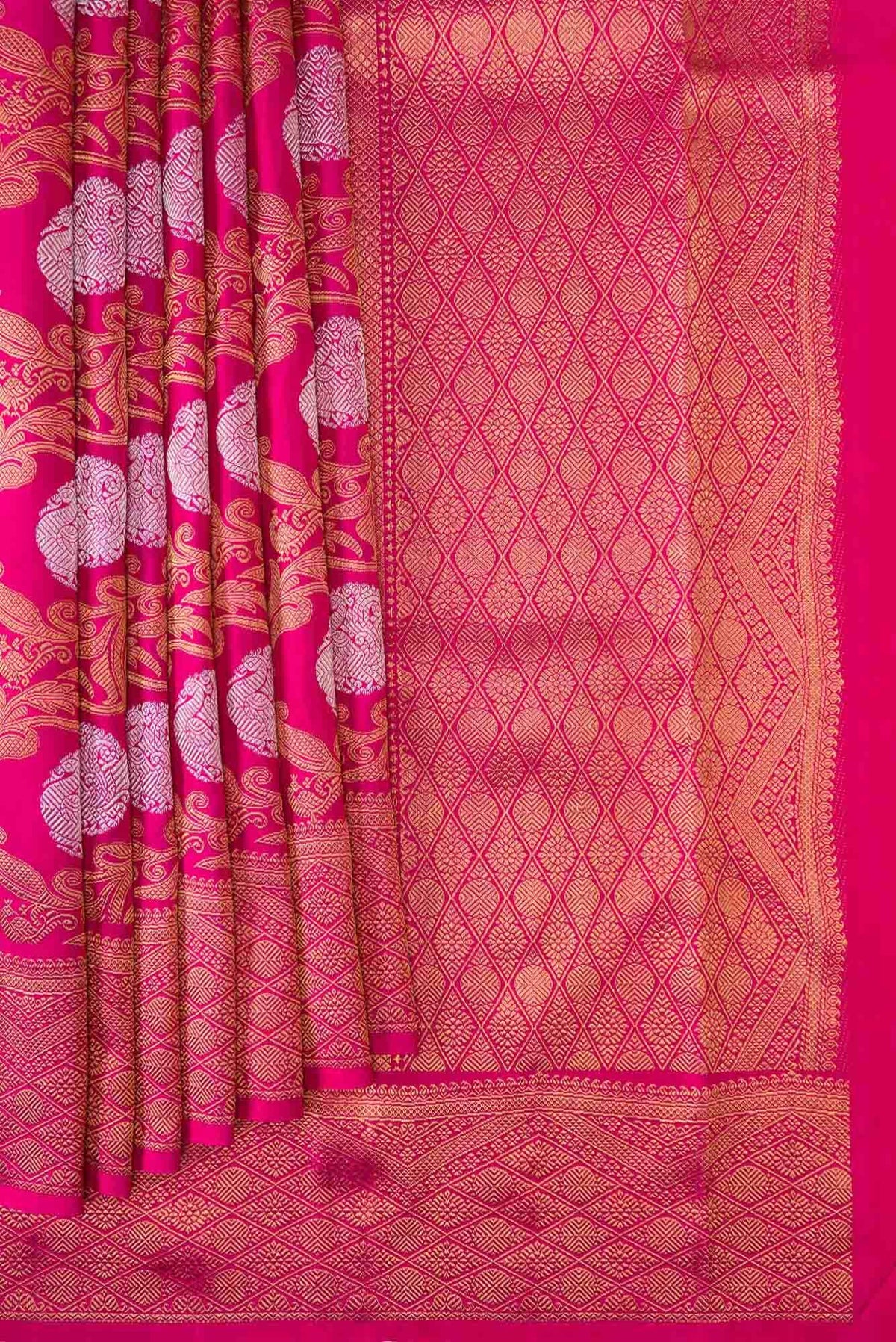 Pure Silk Pure Zari Pink Dual Tone Kanjivaram Saree
