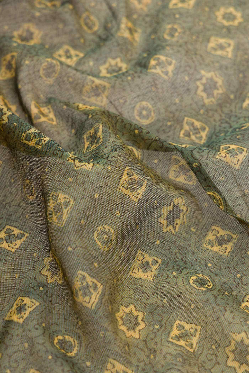 Olive Green Chanderi Silk Cotton Saree