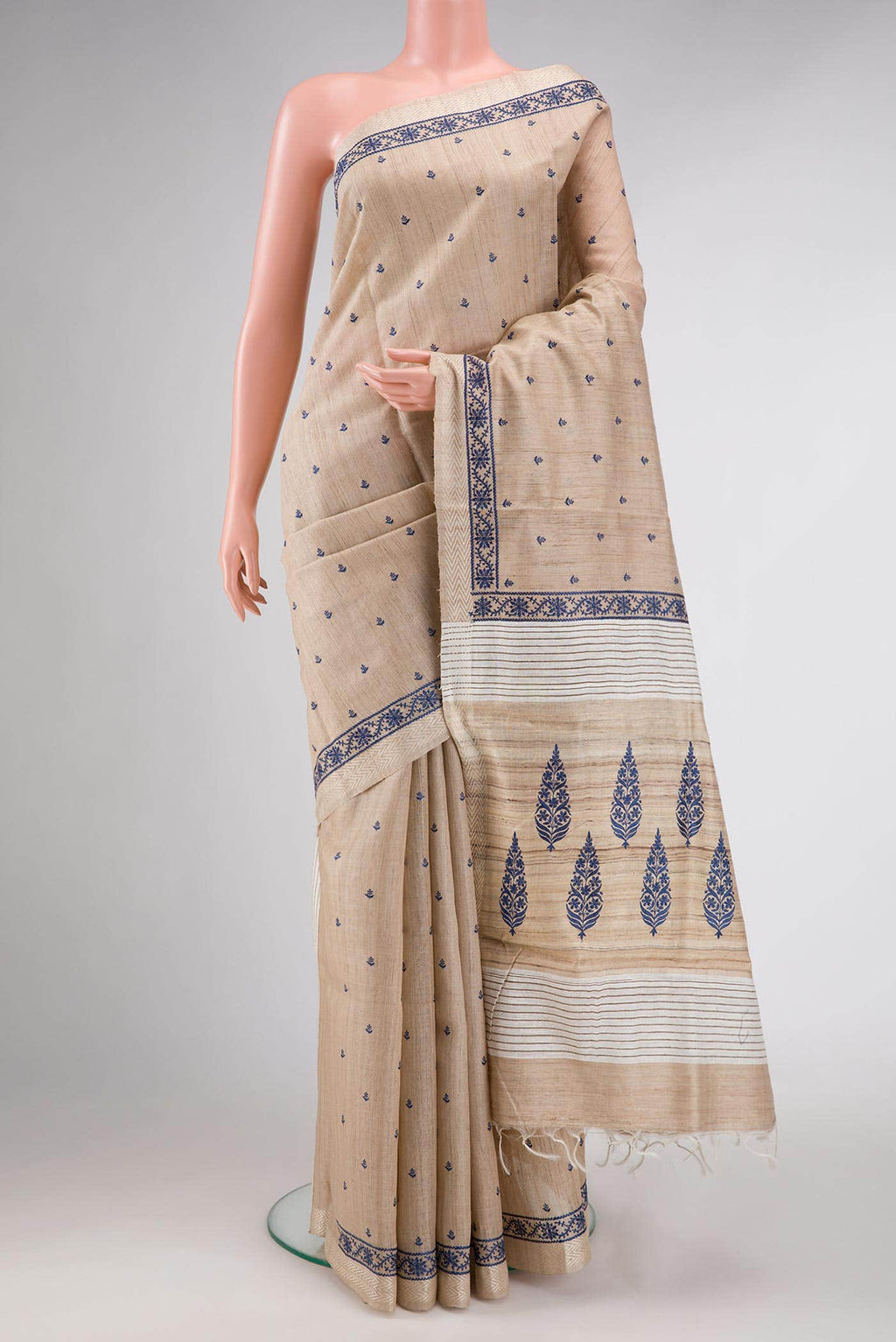 Sandal Dual Tone Jute Silk Saree