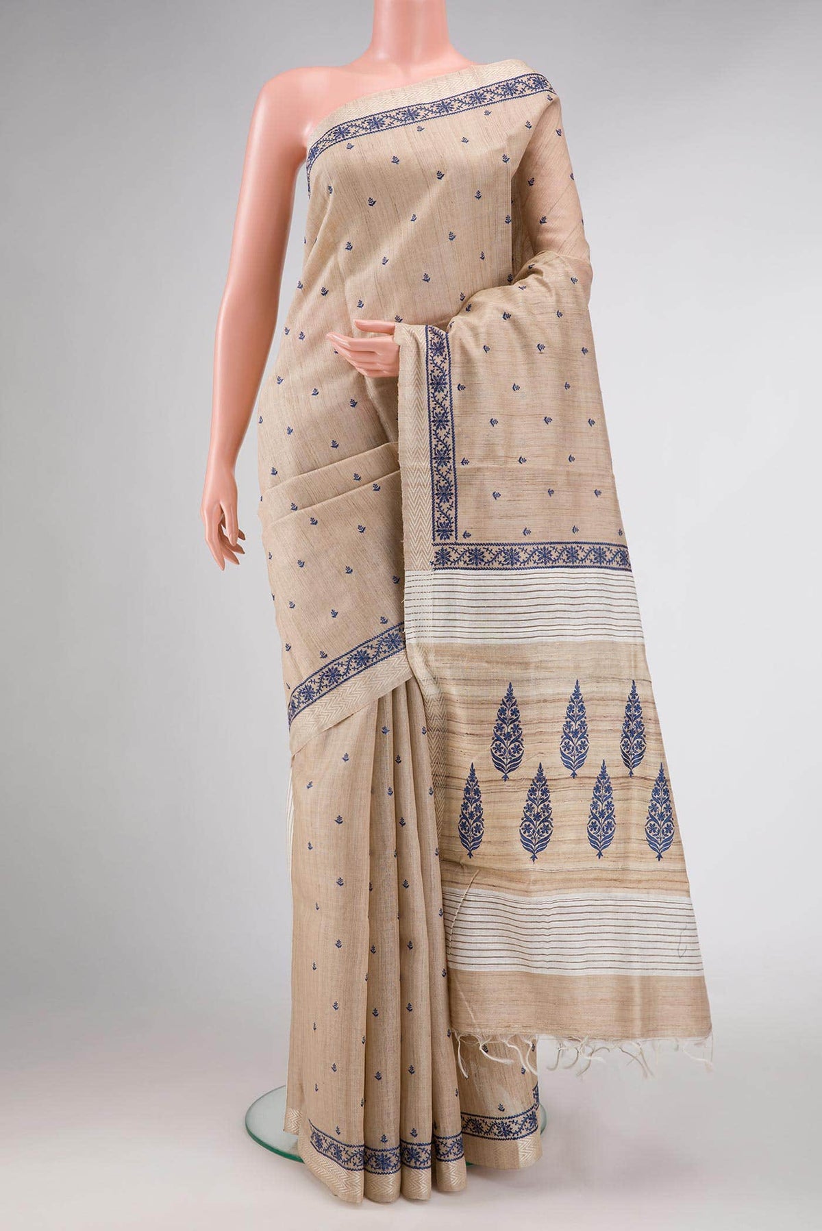 Sandal Dual Tone Jute Silk Saree