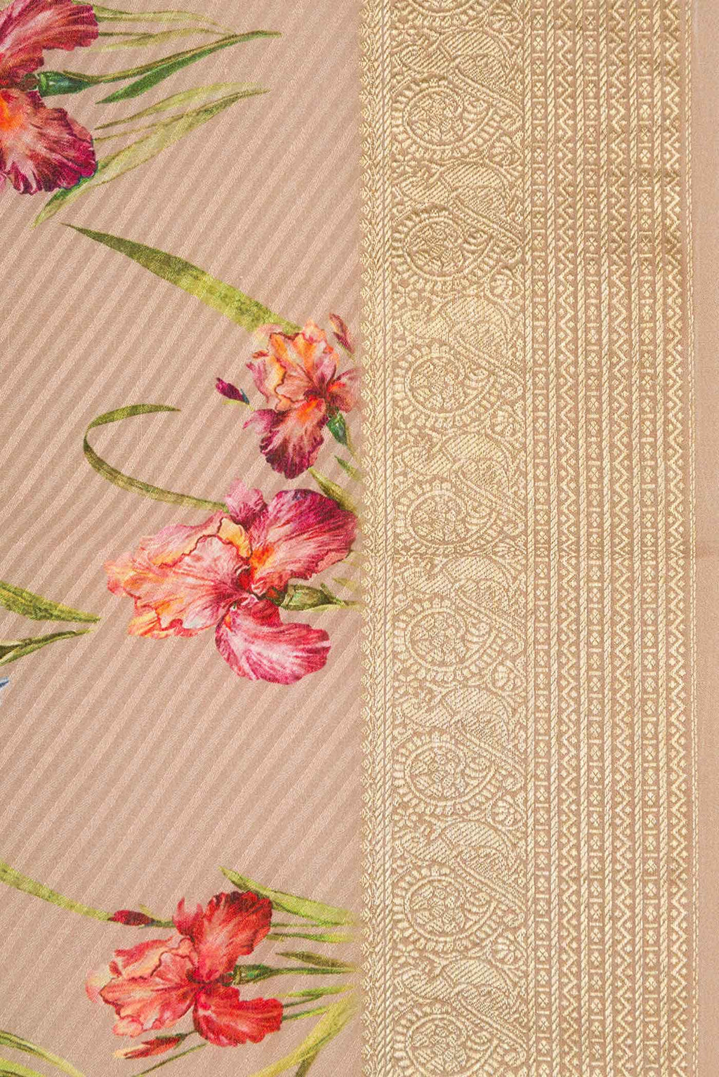 Dark Beige Dual Tone Mysore Crepe Saree