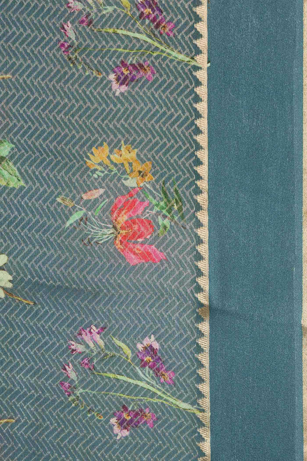 Grey Mysore Georgette Saree