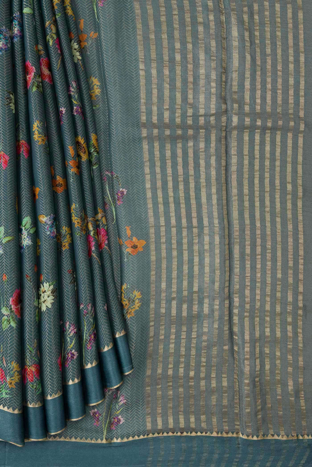 Grey Mysore Georgette Saree