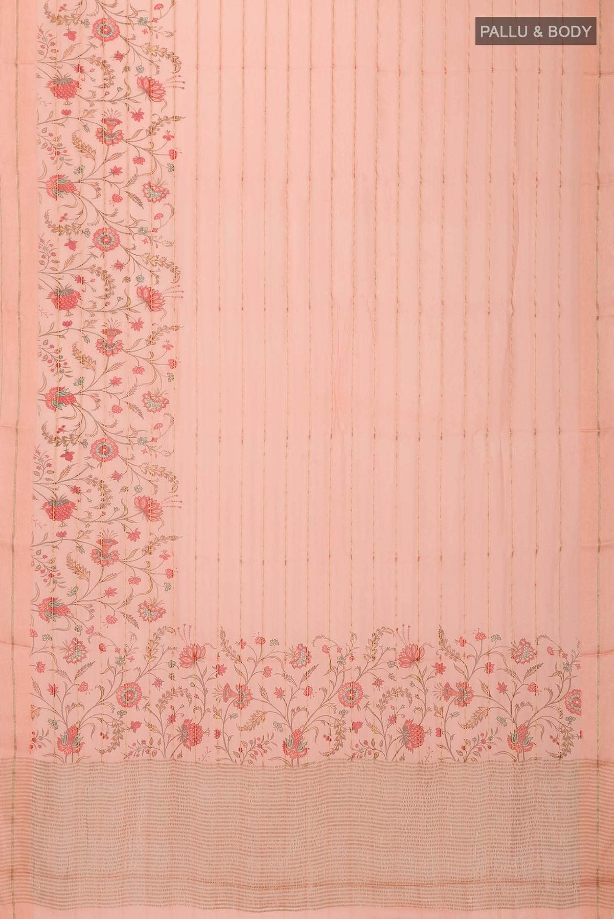 Peach Mysore Chiffon Saree