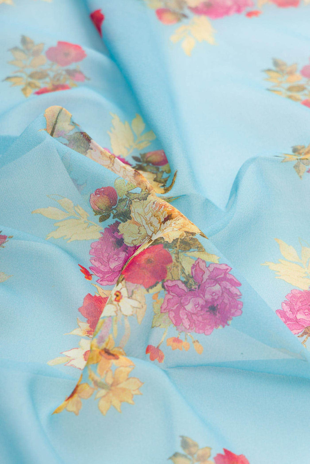Sky Blue Mysore Georgette Saree