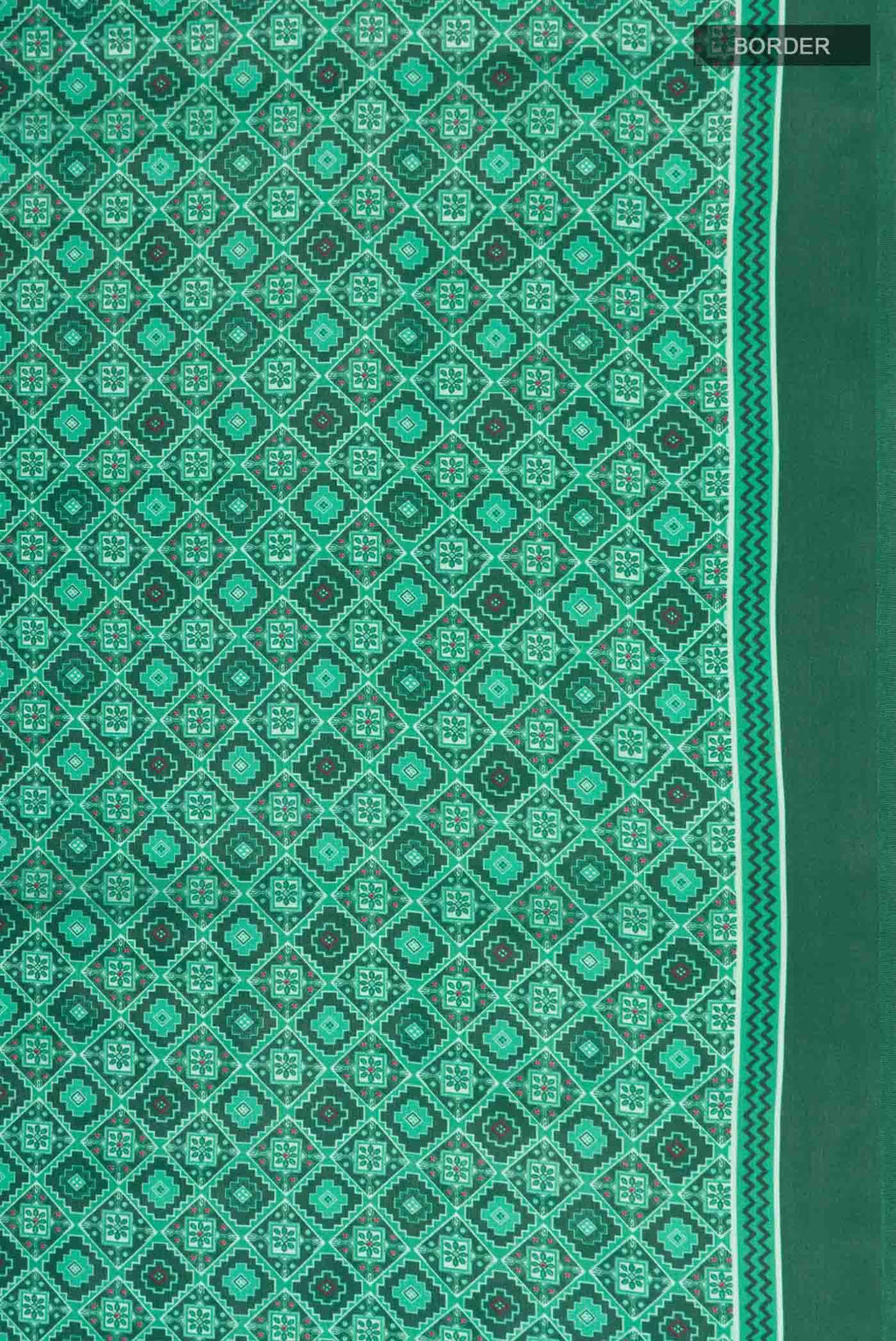 Green Printed Silk Saree