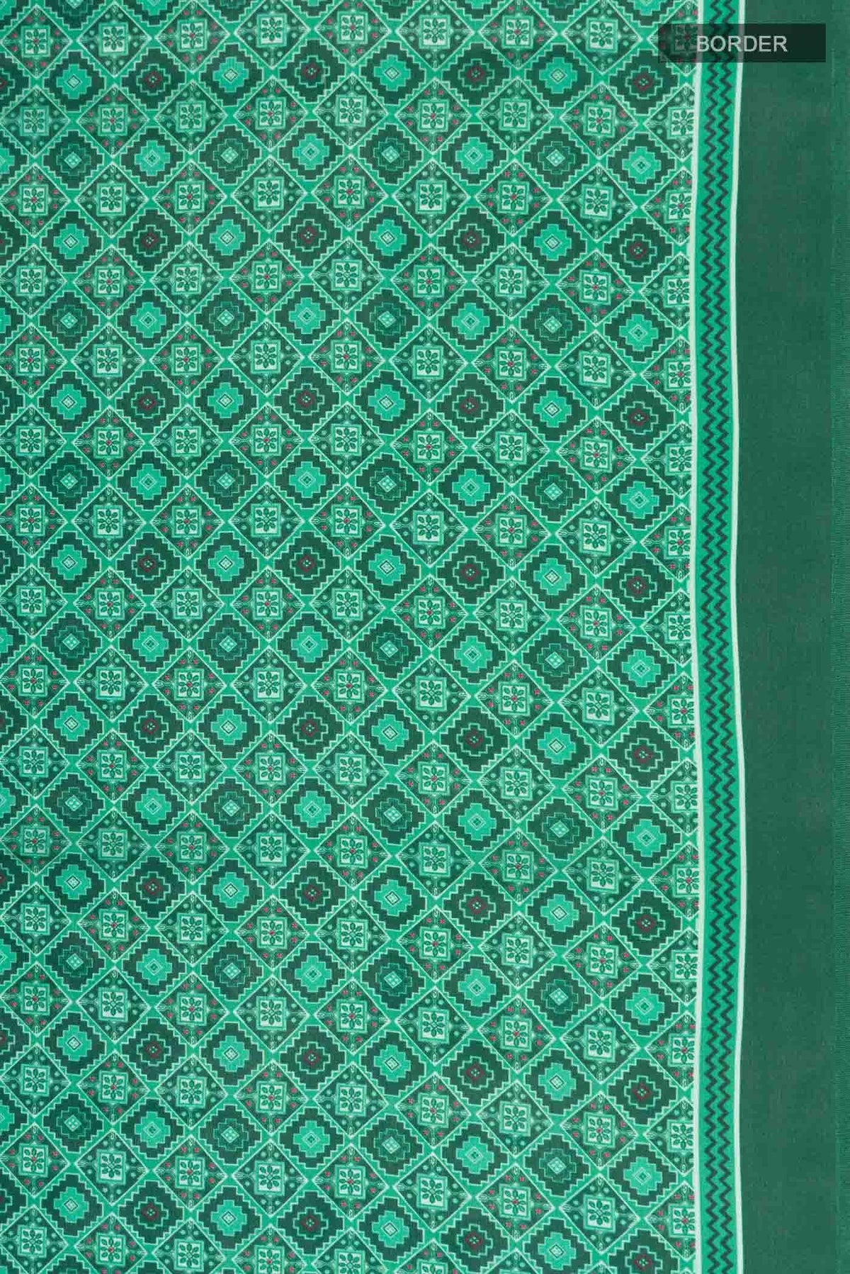 Green Printed Silk Saree
