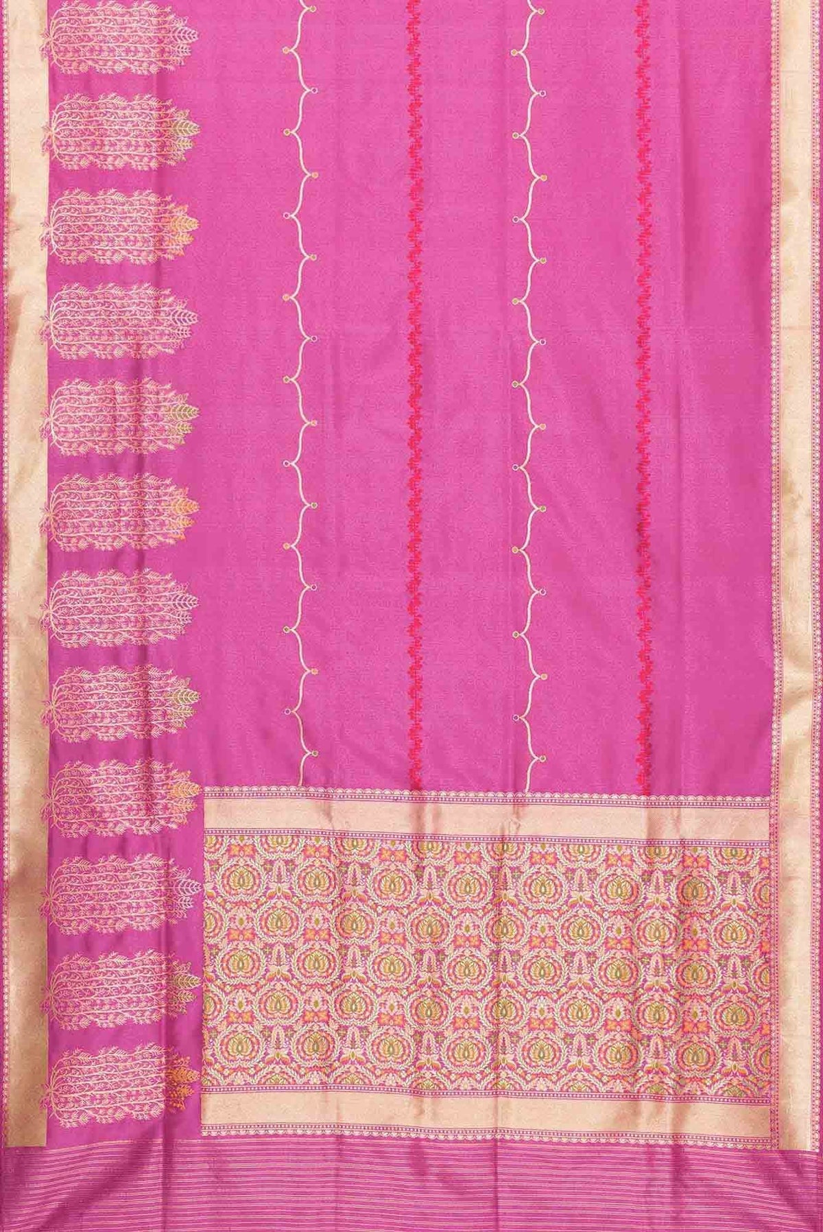 Pure Silk Pure Zari Pink Dual Tone Banarasi Saree