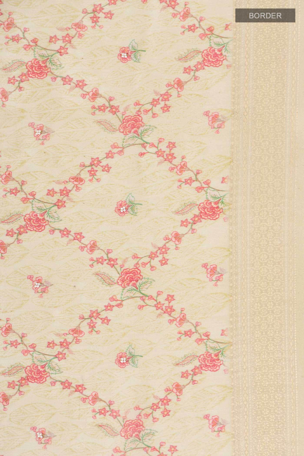 Beige Tussar Silk Saree