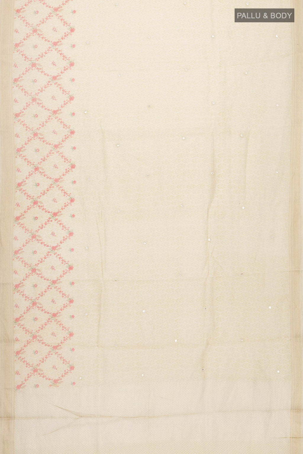 Beige Tussar Silk Saree