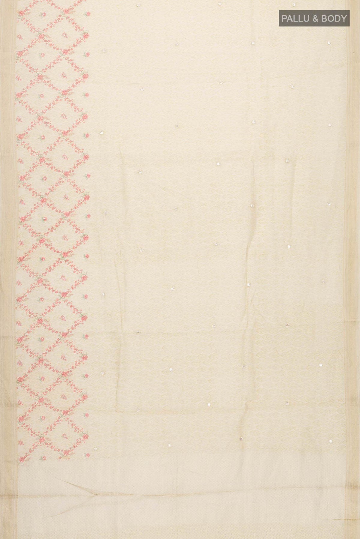 Beige Tussar Silk Saree