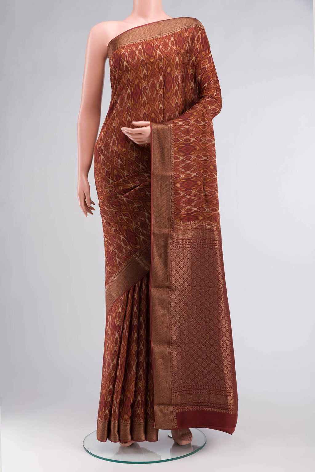 Brown Crepe Saree