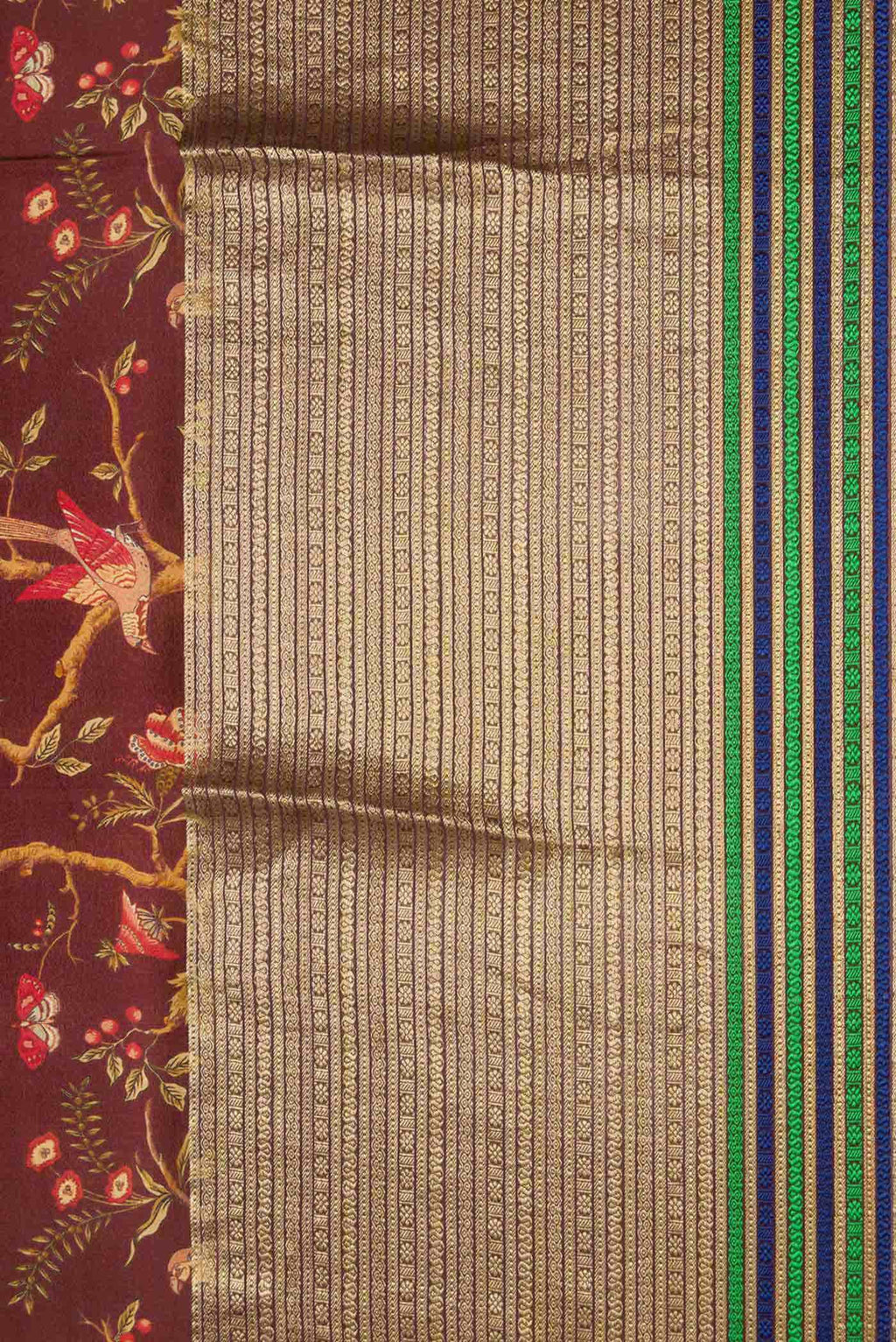 Brown Mysore Crepe Saree