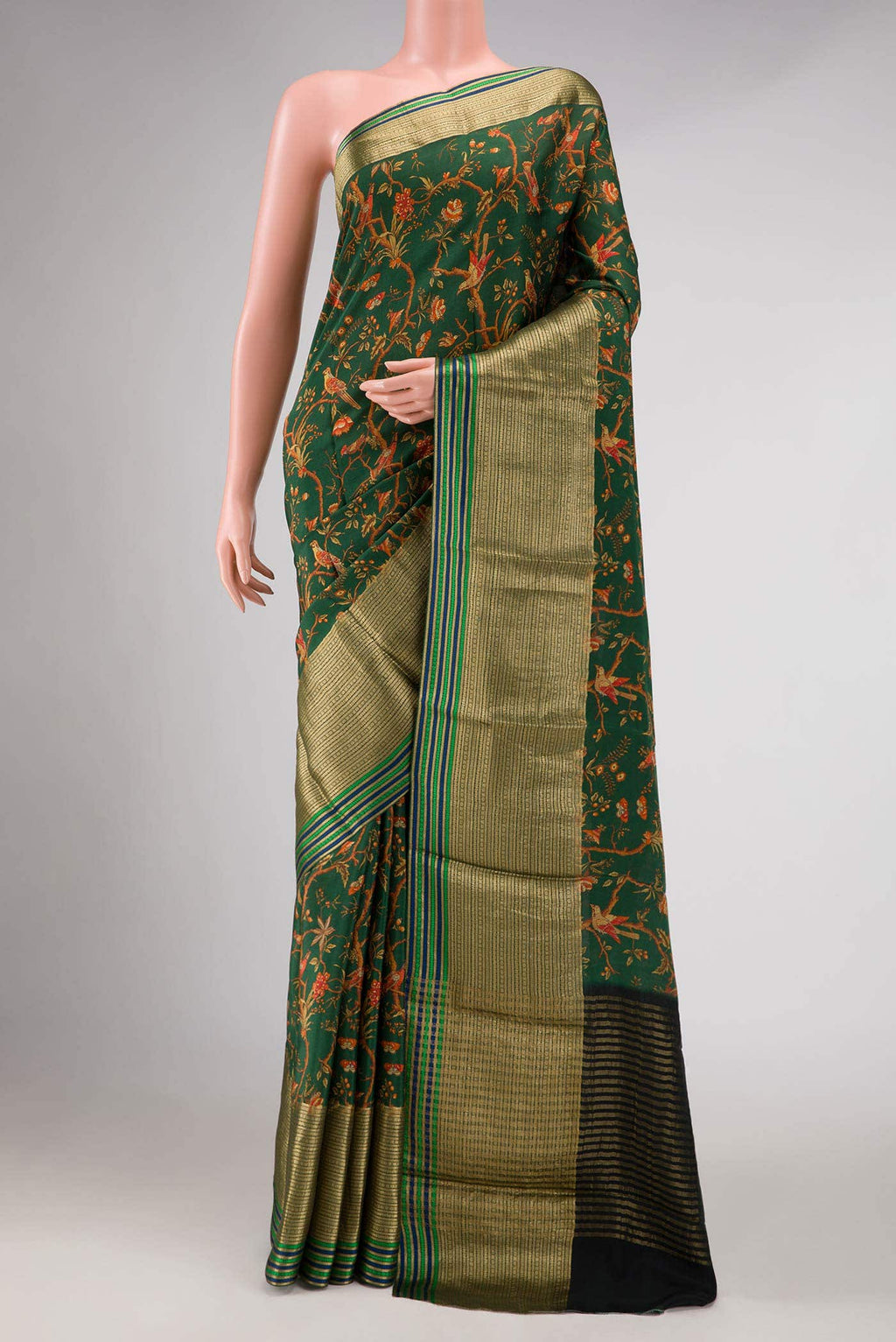 Green Mysore Crepe Saree