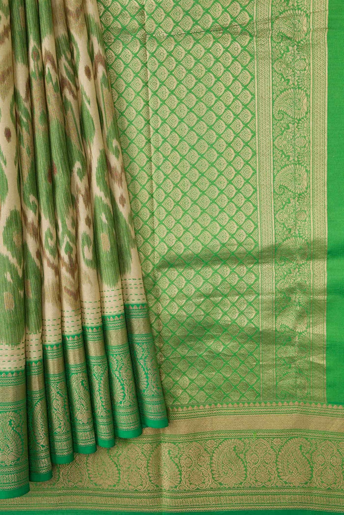 Beige Kanchipuram Silk Saree