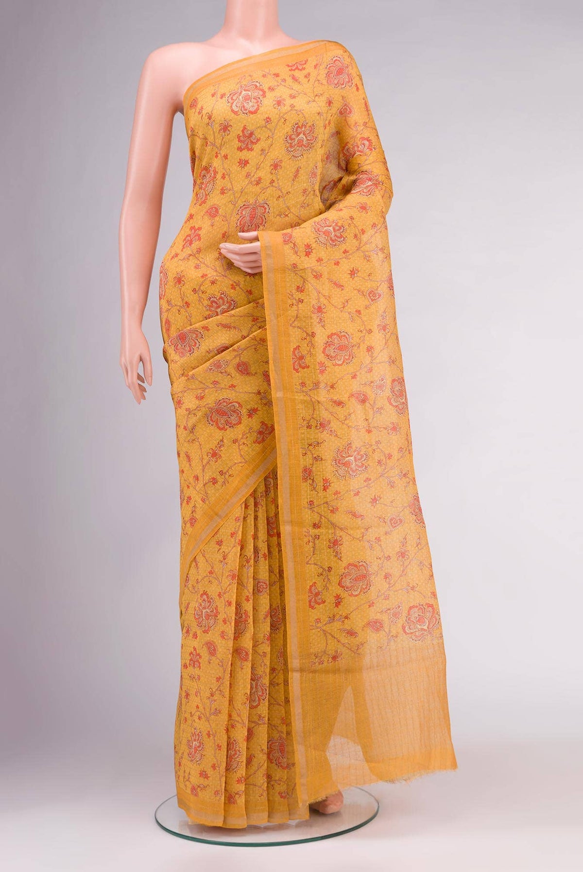 Yellow Linen Saree