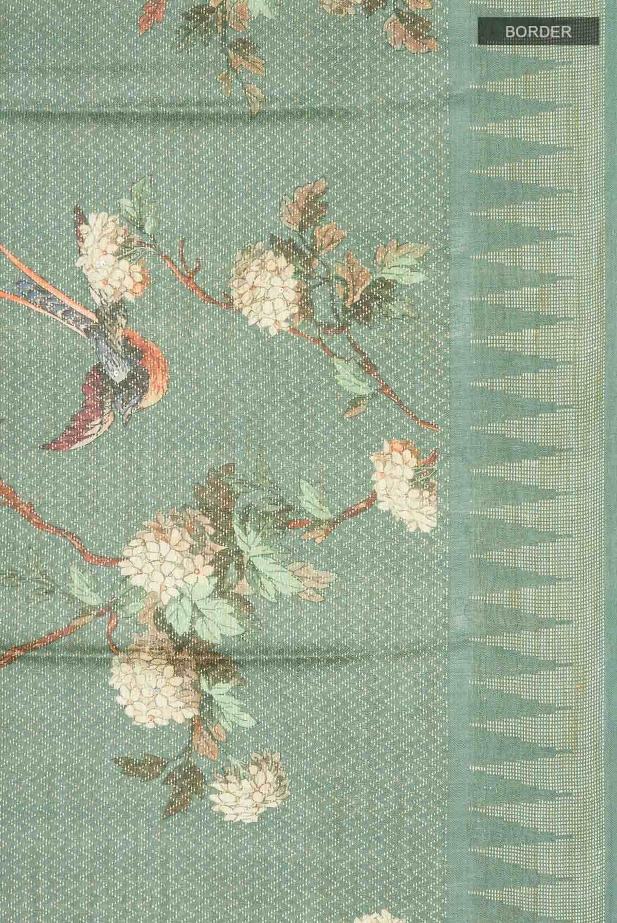 Green Bhagalpuri Tussar Silk Saree