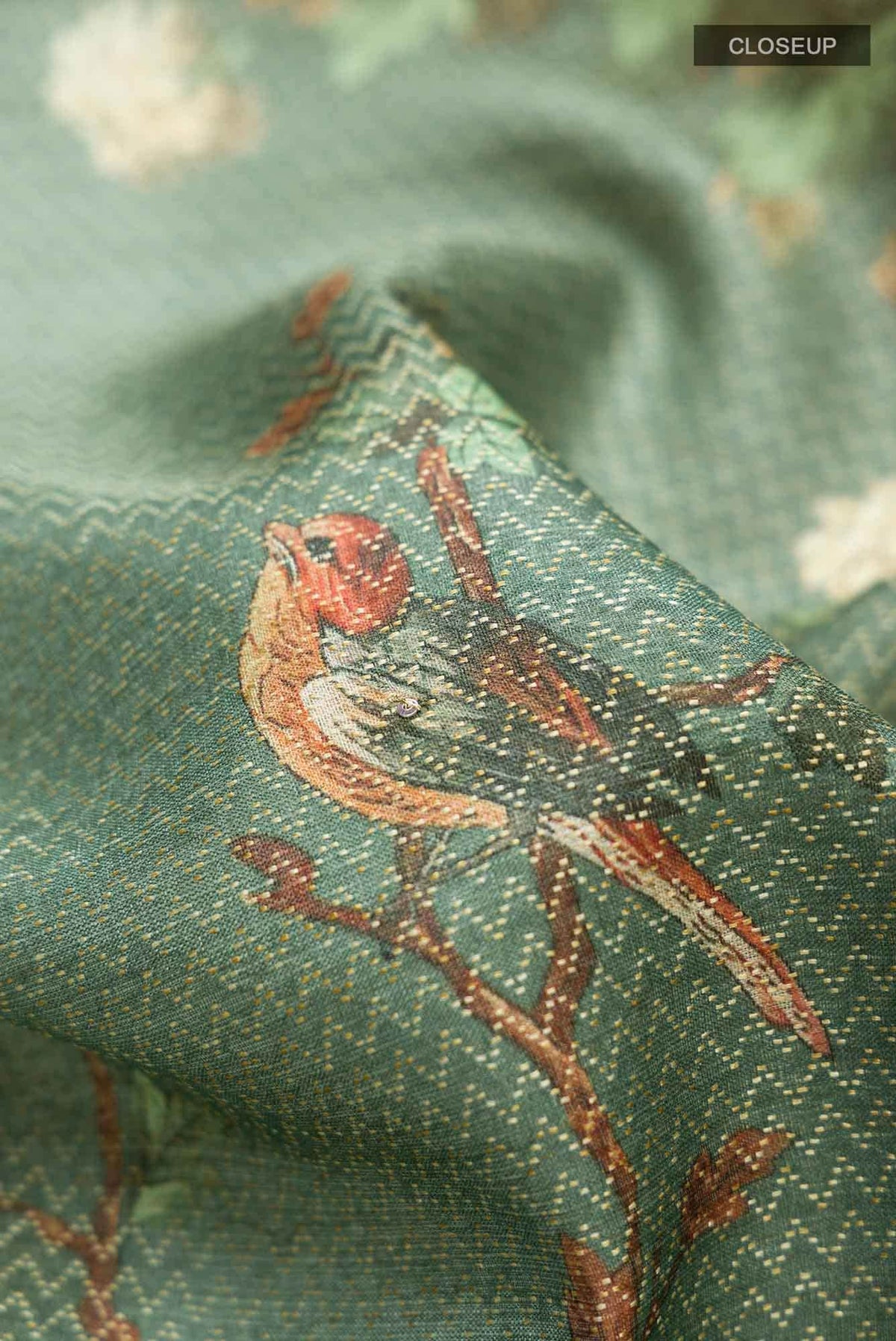 Green Bhagalpuri Tussar Silk Saree