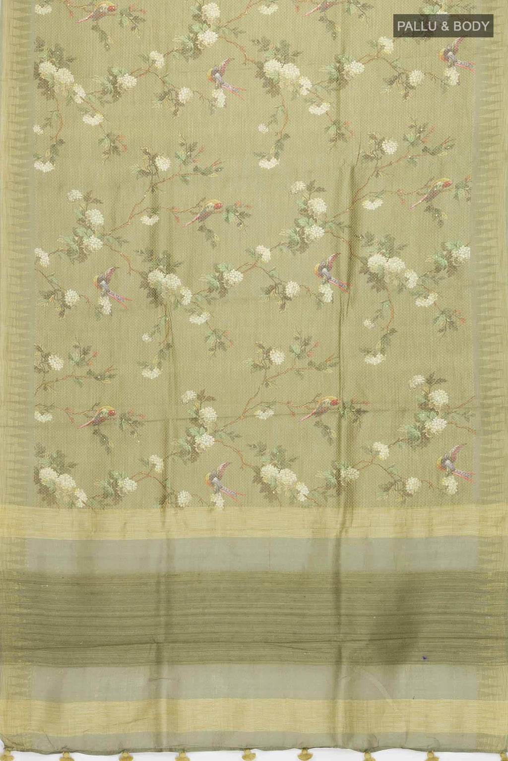 Green Bhagalpuri Tussar Silk Saree