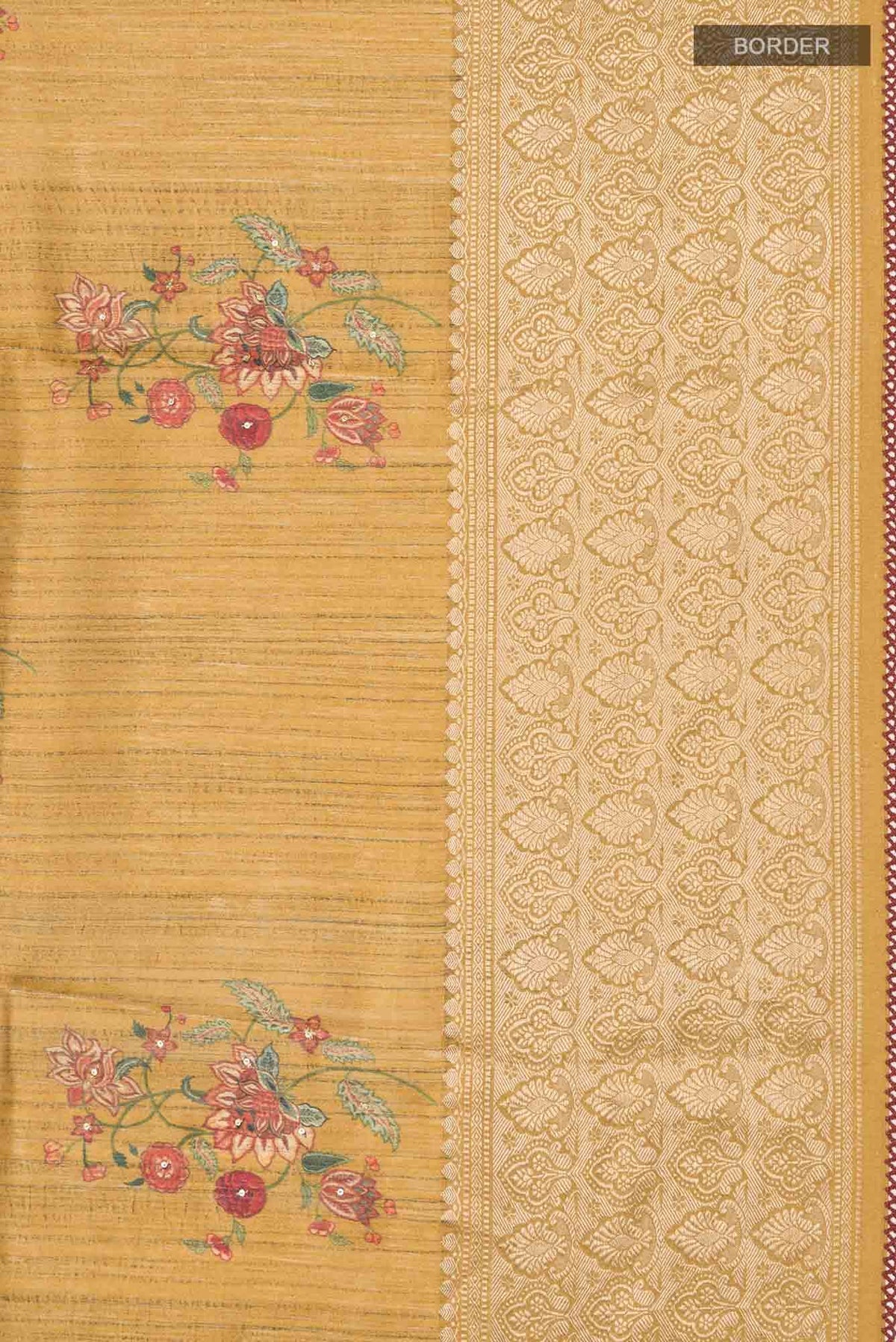 Mustard Bhagalpuri Tussar Silk Saree