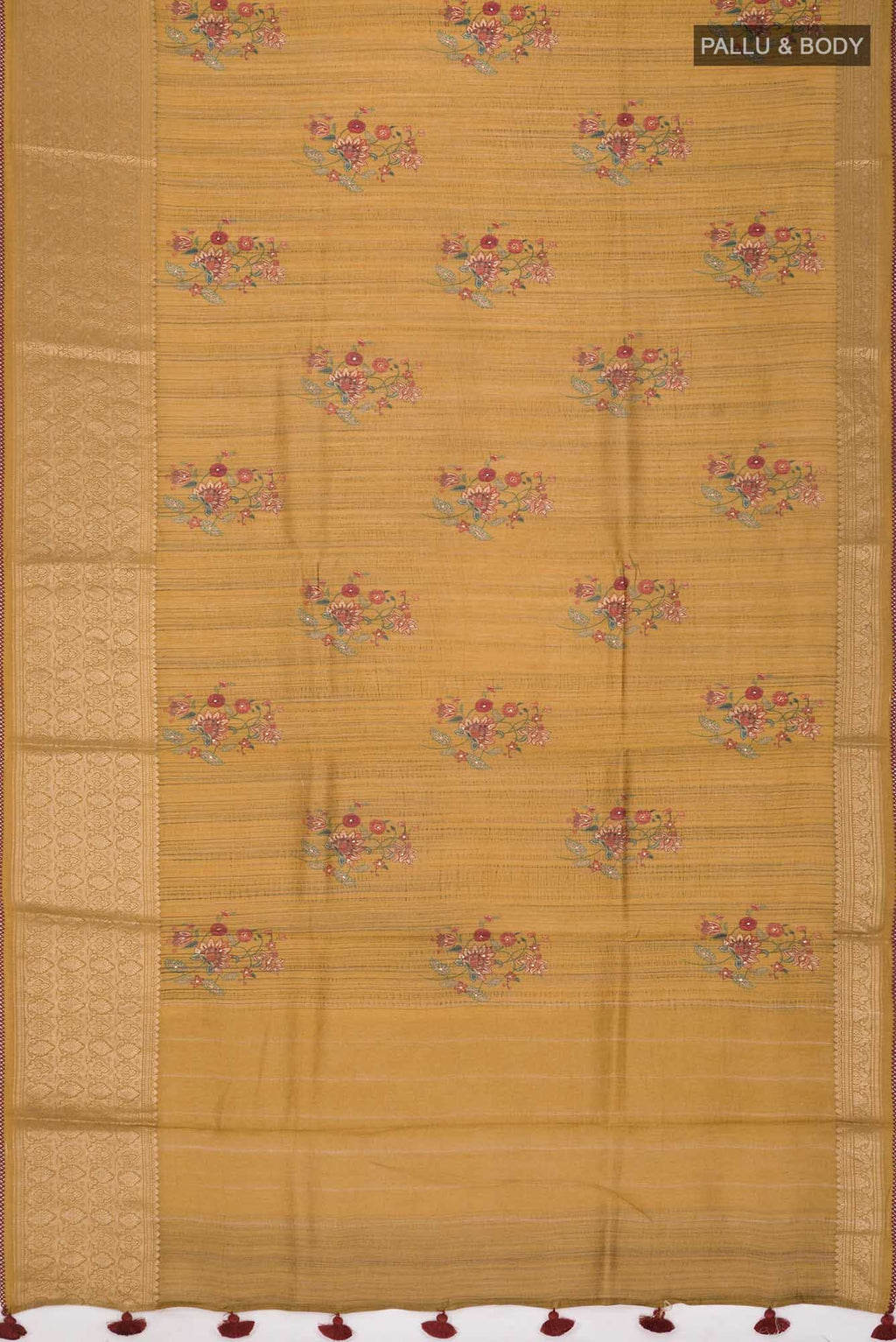 Mustard Bhagalpuri Tussar Silk Saree