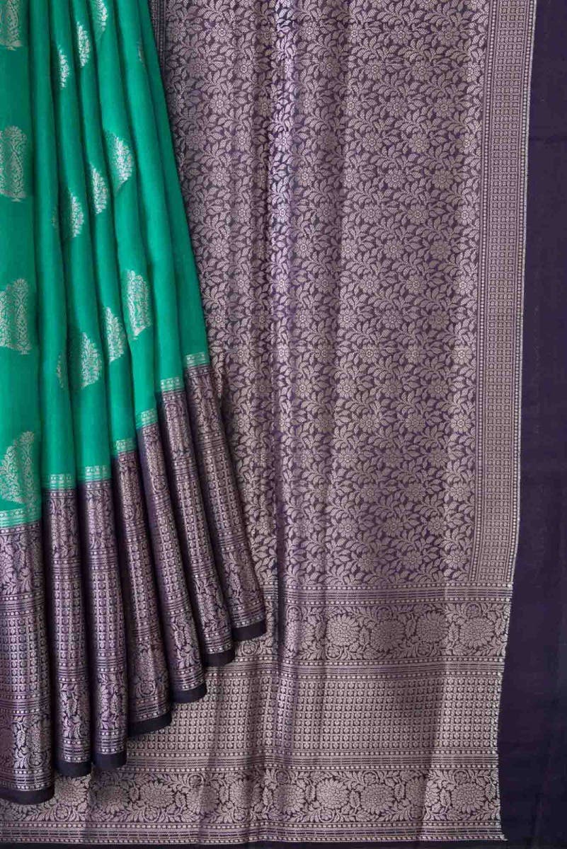Green Banarasi Raw Silk Saree