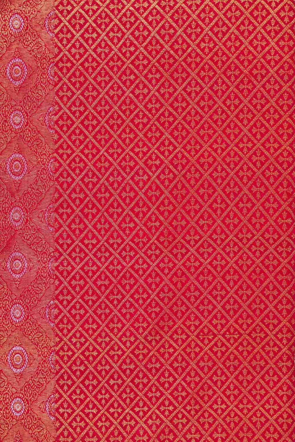 Pure Silk Pure Zari Red Dual Tone Kanjivaram Saree