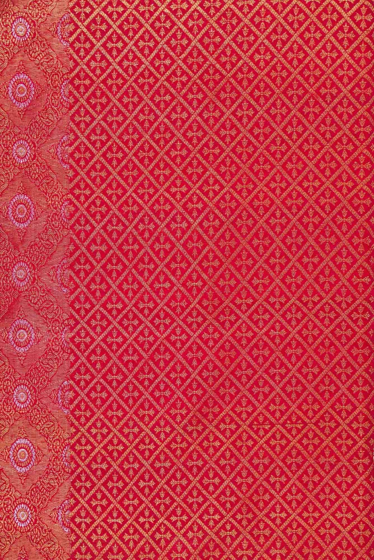 Pure Silk Pure Zari Red Dual Tone Kanjivaram Saree